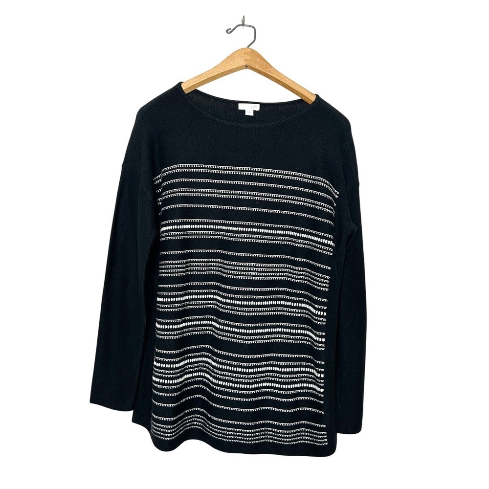 J. Jill Textured Knit Sweater Black White Small S‎